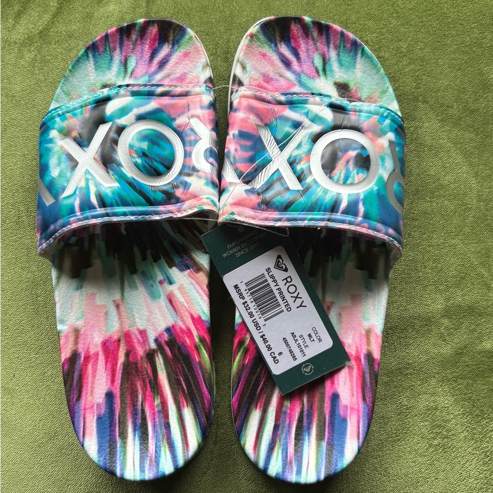 Roxy Multicolor Tie-Dye Slides
